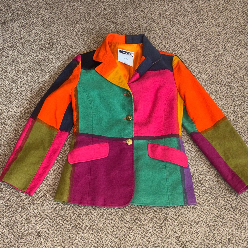 Moschino Multicolor Patchwork Blazer in Pink, Ora… - image 1